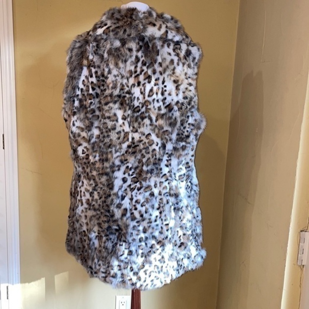 Bagatelle Genuine Rabbit Fur Long Vest High Collar Size Medium w/Pockets - Picture 4 of 10